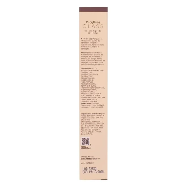 Batom Liquido Soft Blur Bg02  glass Hb5792 Rubyrose - Image 4