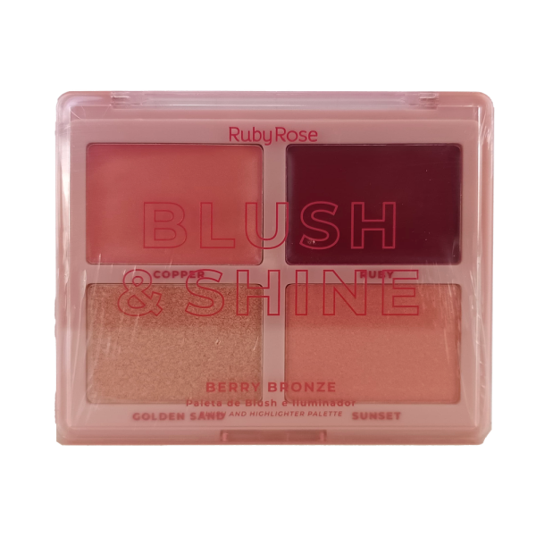 Paleta De Blush E Iluminador Blush Shine Berry Bronze Hbm1001-2