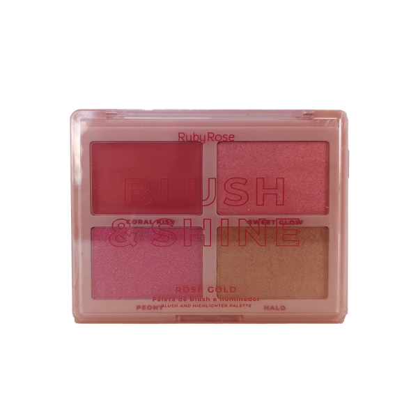 Paleta De Blush E Iluminador Blush Shine Rose Gold Hbm1001-1 Ruby Rose