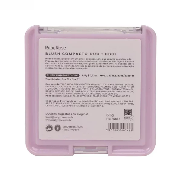 Blush Compacto Duo Db01 Hbf5851 Rubyrose - Image 2